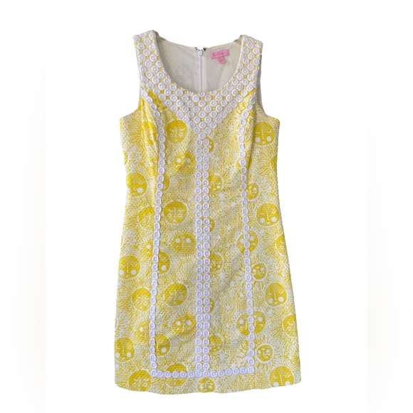 Lilly Pulitzer Dresses & Skirts - Lilly Pulitzer Sunglow Summer Sunshine Yellow White Shift Dress Size 4
